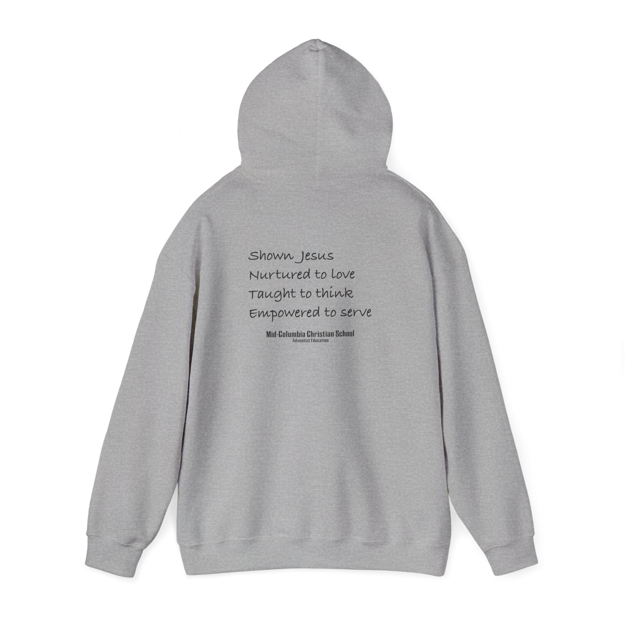 Mid-Columbia Christian School 2-Sided Hoodie, Empowered to Serve, Inspirational Sweatshirt for Students, Perfect Gift for Graduations, School Events, and Heroes