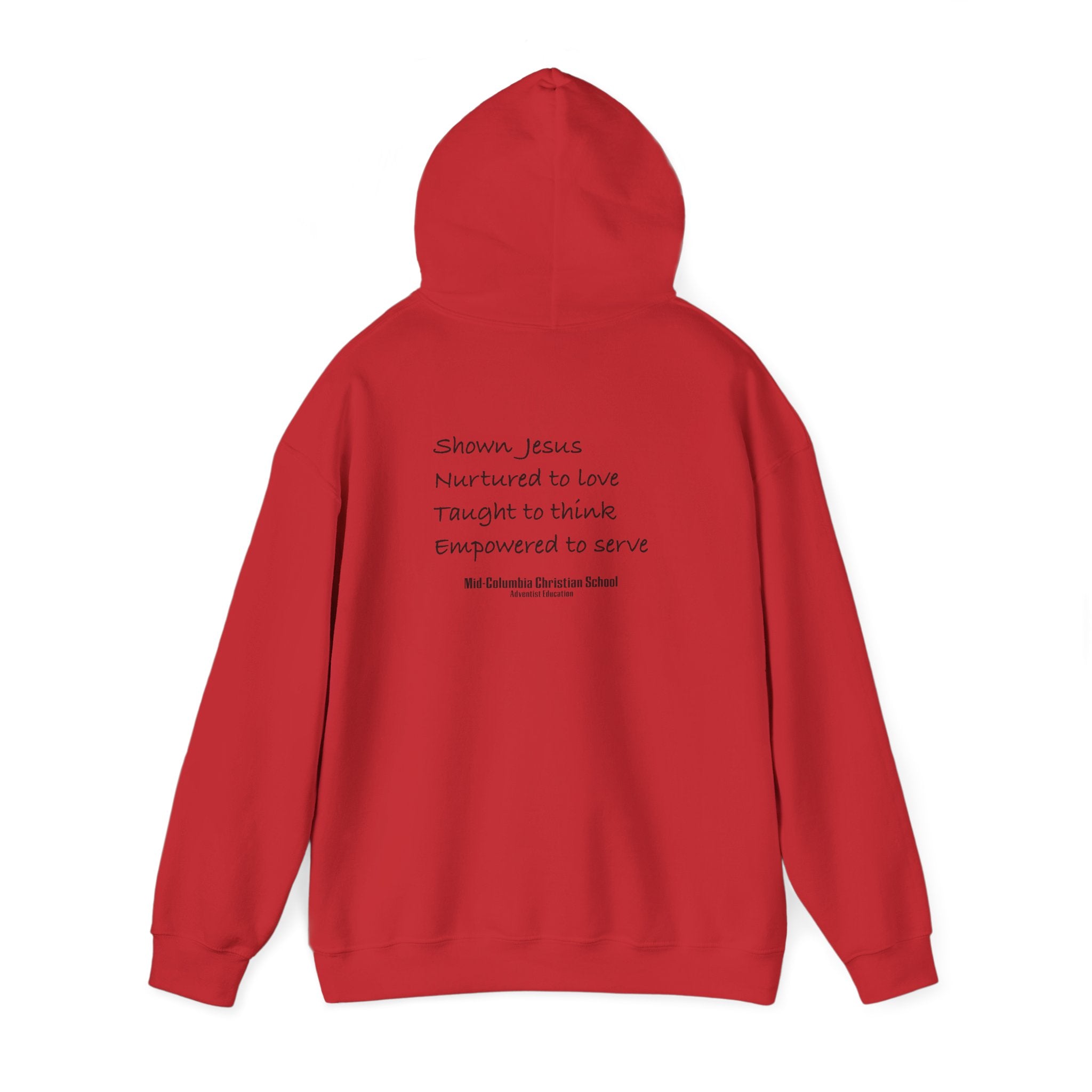Mid-Columbia Christian School 2-Sided Hoodie, Empowered to Serve, Inspirational Sweatshirt for Students, Perfect Gift for Graduations, School Events, and Heroes
