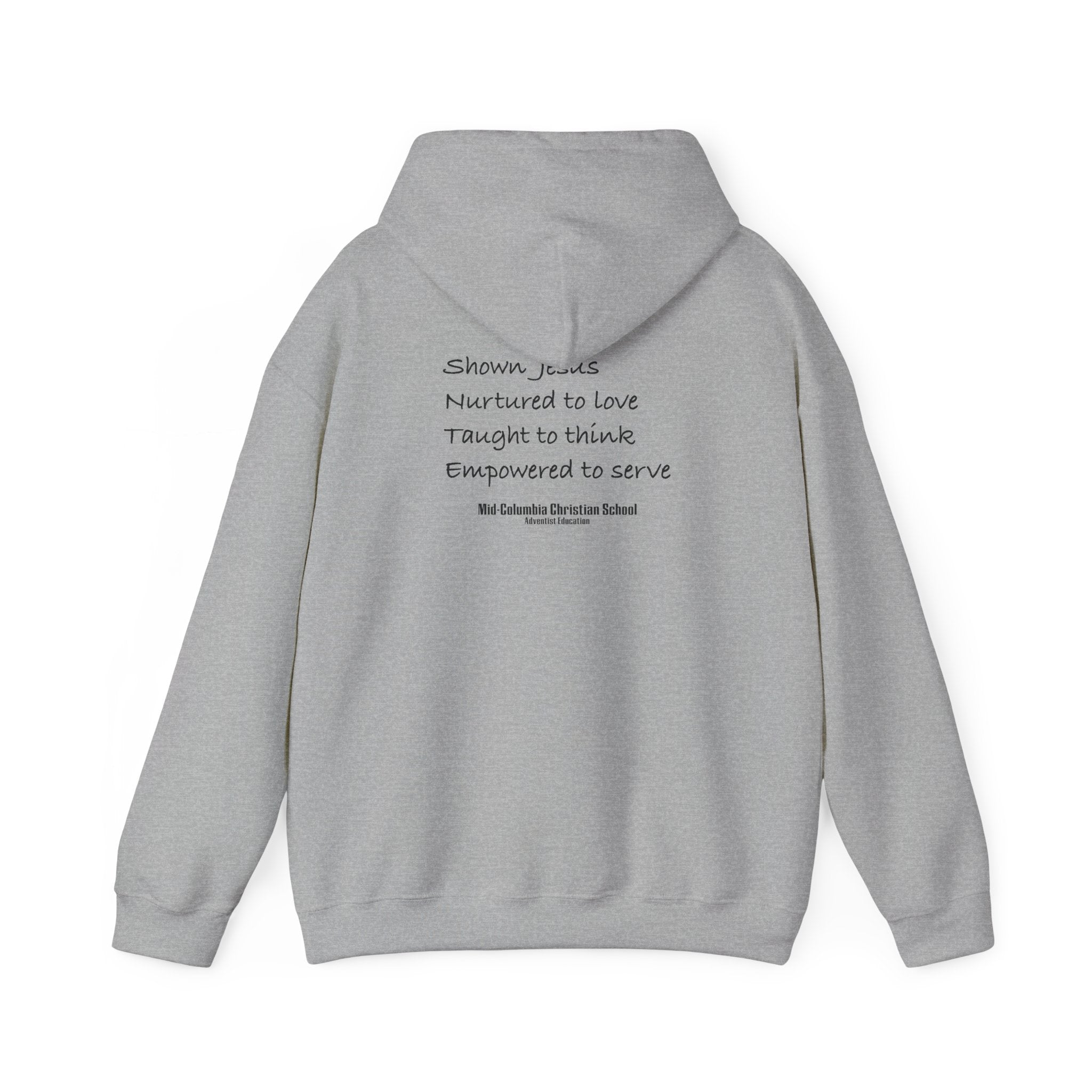 Mid-Columbia Christian School 2-Sided Hoodie, Empowered to Serve, Inspirational Sweatshirt for Students, Perfect Gift for Graduations, School Events, and Heroes