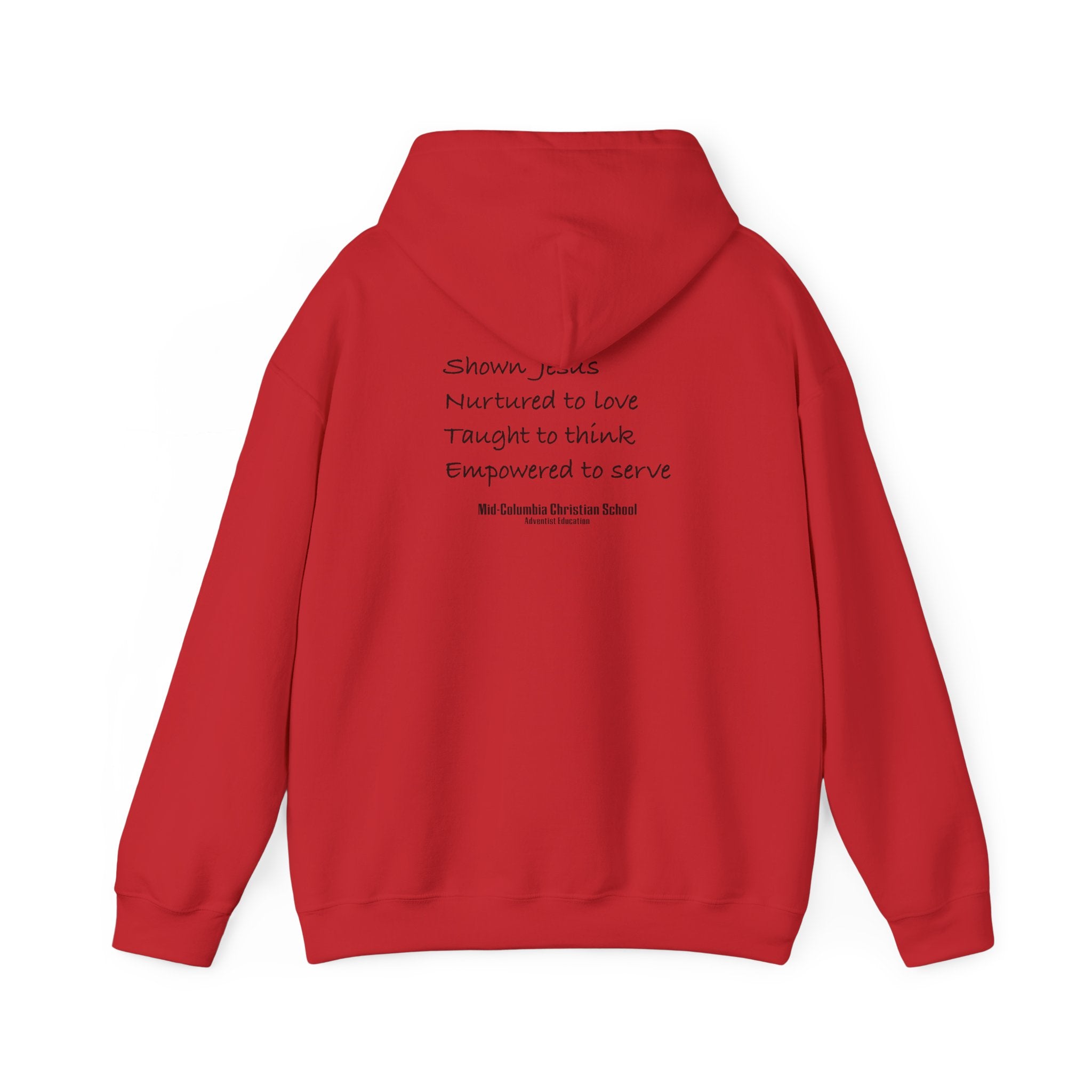 Mid-Columbia Christian School 2-Sided Hoodie, Empowered to Serve, Inspirational Sweatshirt for Students, Perfect Gift for Graduations, School Events, and Heroes