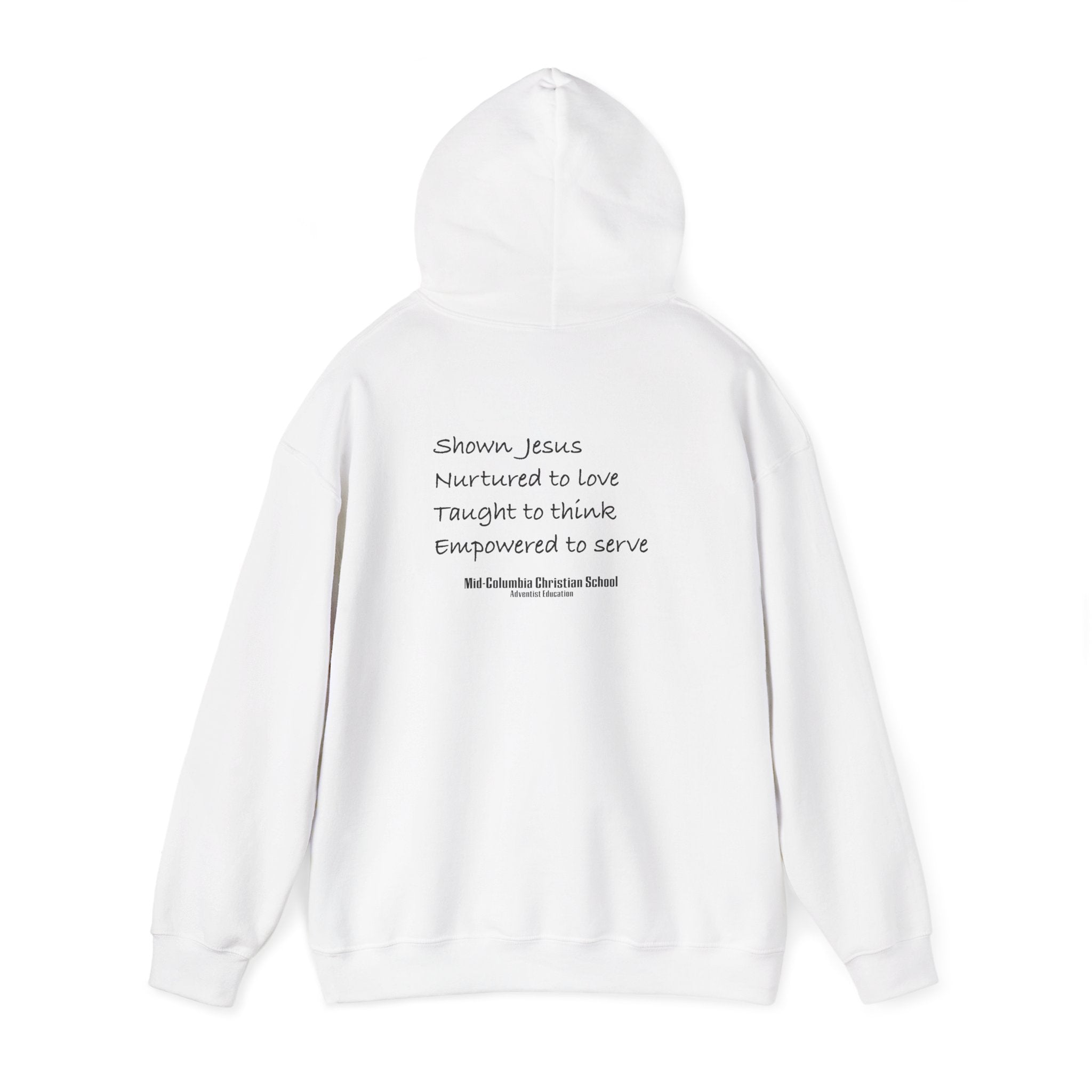 Mid-Columbia Christian School 2-Sided Hoodie, Empowered to Serve, Inspirational Sweatshirt for Students, Perfect Gift for Graduations, School Events, and Heroes