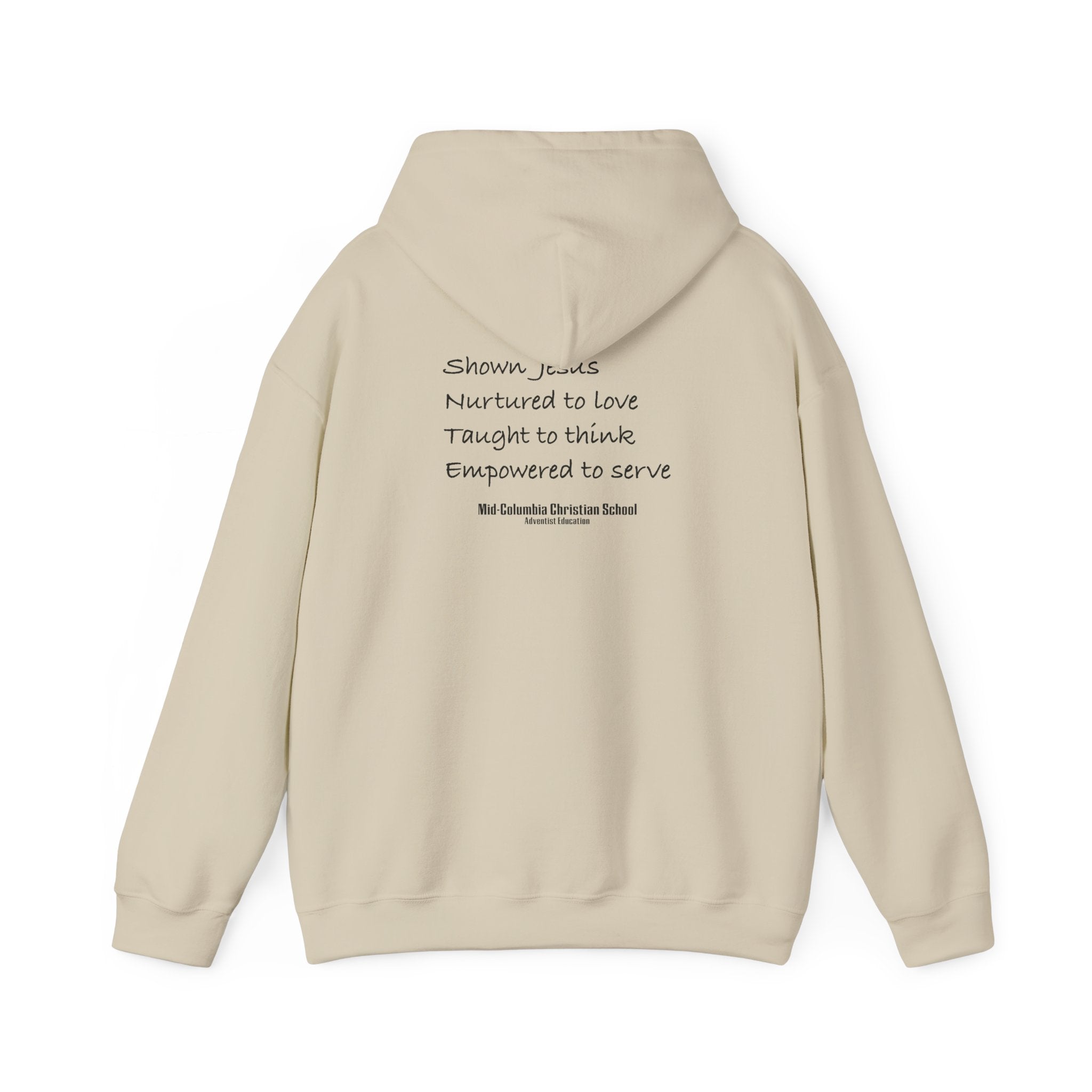Mid-Columbia Christian School 2-Sided Hoodie, Empowered to Serve, Inspirational Sweatshirt for Students, Perfect Gift for Graduations, School Events, and Heroes