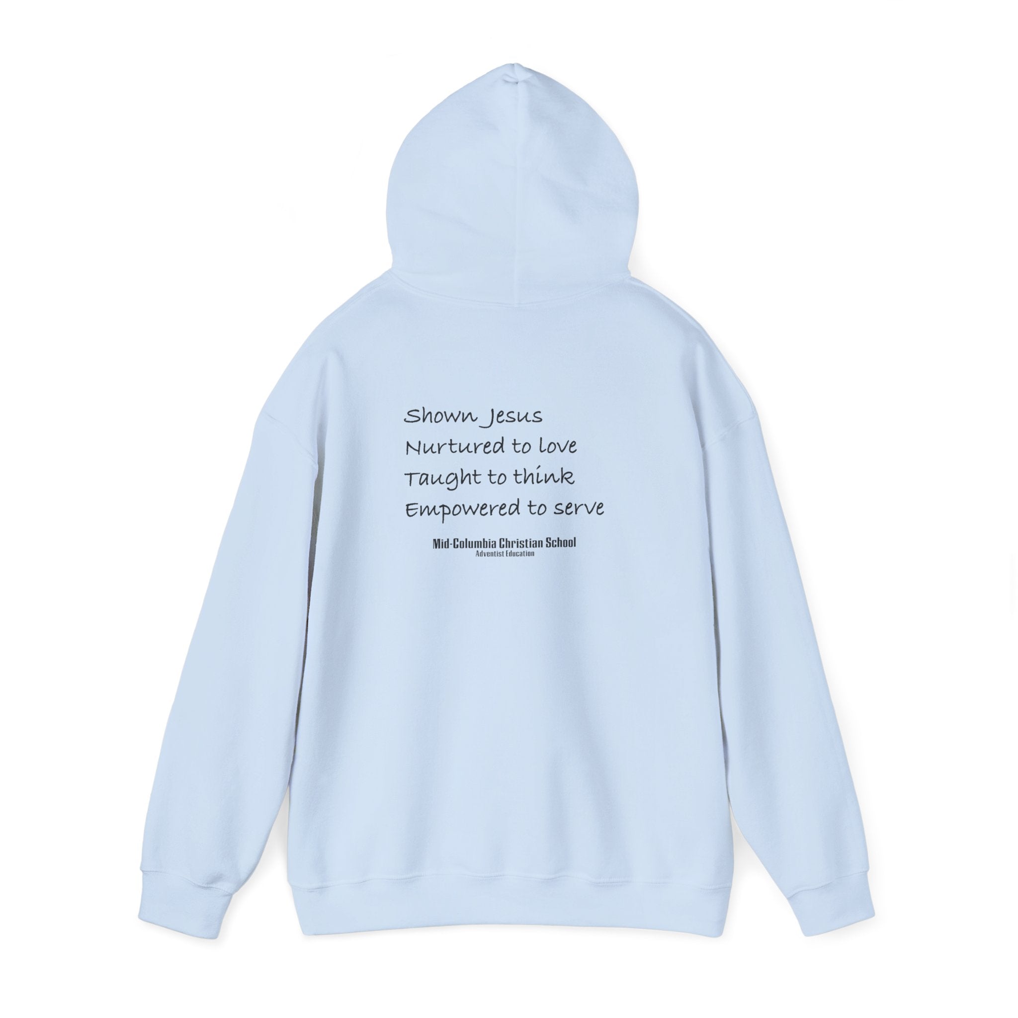 Mid-Columbia Christian School 2-Sided Hoodie, Empowered to Serve, Inspirational Sweatshirt for Students, Perfect Gift for Graduations, School Events, and Heroes
