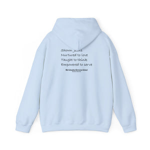 Mid-Columbia Christian School 2-Sided Hoodie, Empowered to Serve, Inspirational Sweatshirt for Students, Perfect Gift for Graduations, School Events, and Heroes
