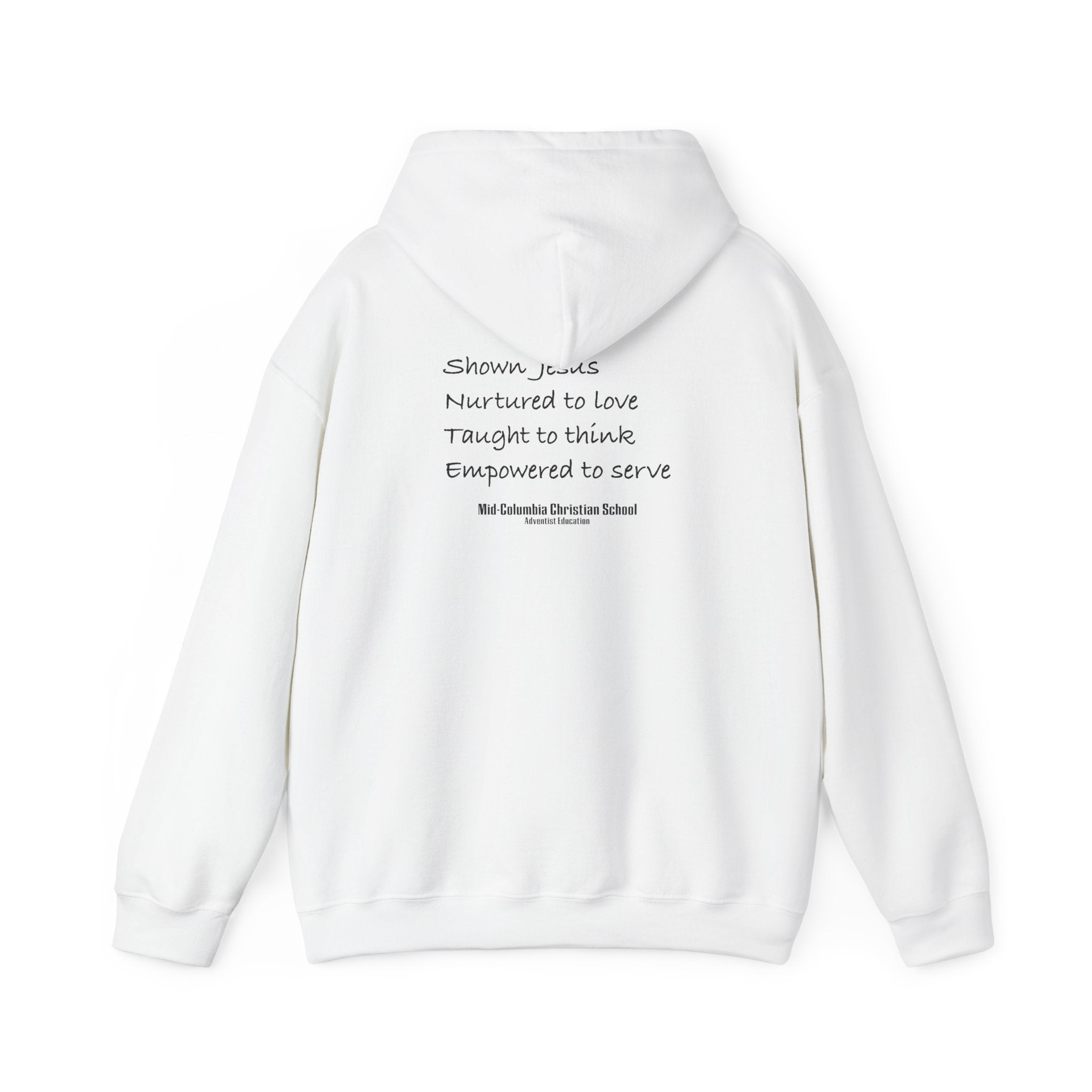 Mid-Columbia Christian School 2-Sided Hoodie, Empowered to Serve, Inspirational Sweatshirt for Students, Perfect Gift for Graduations, School Events, and Heroes