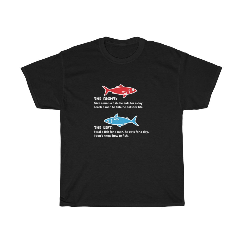 Red Fish, Blue Fish - Unisex Heavy Cotton Tee - Right vs Left values