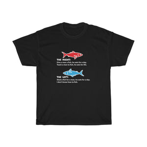 Red Fish, Blue Fish - Unisex Heavy Cotton Tee - Right vs Left values