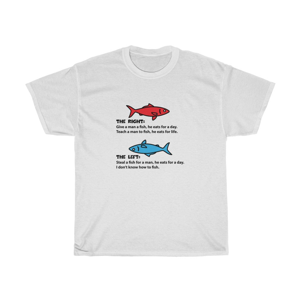 Red Fish, Blue Fish - Unisex Heavy Cotton Tee - Right vs Left values