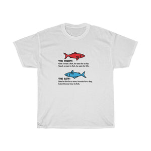 Red Fish, Blue Fish - Unisex Heavy Cotton Tee - Right vs Left values