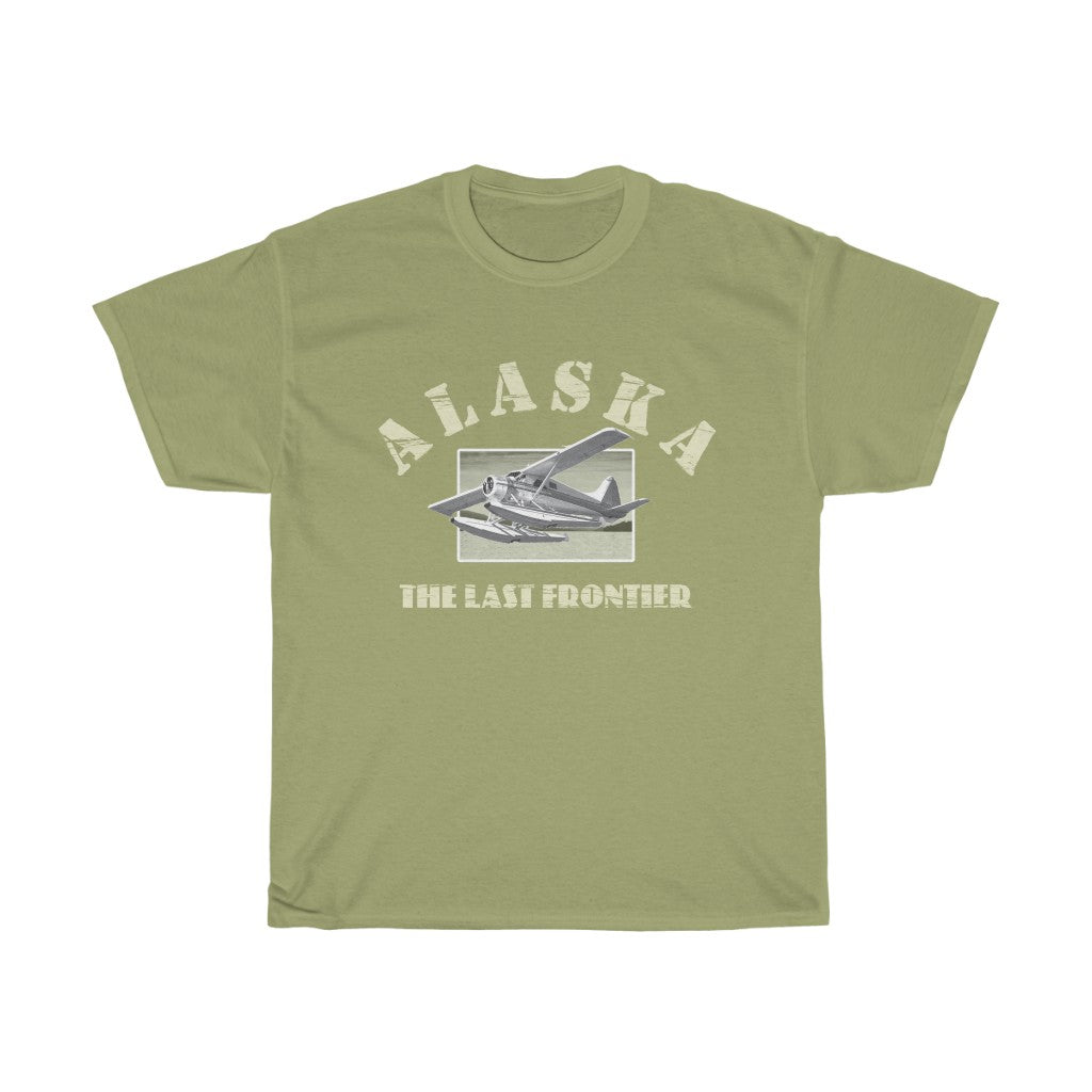 Alaska, The Last Frontier -- Unisex Heavy Cotton Tee - Alaska Bush Plane DeHavilland Beaver