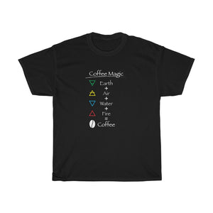Coffee Magic Tee-shirt - Elemental Magic of Coffee - Unisex Heavy Cotton Tee - Coffee Lover's t-shirt