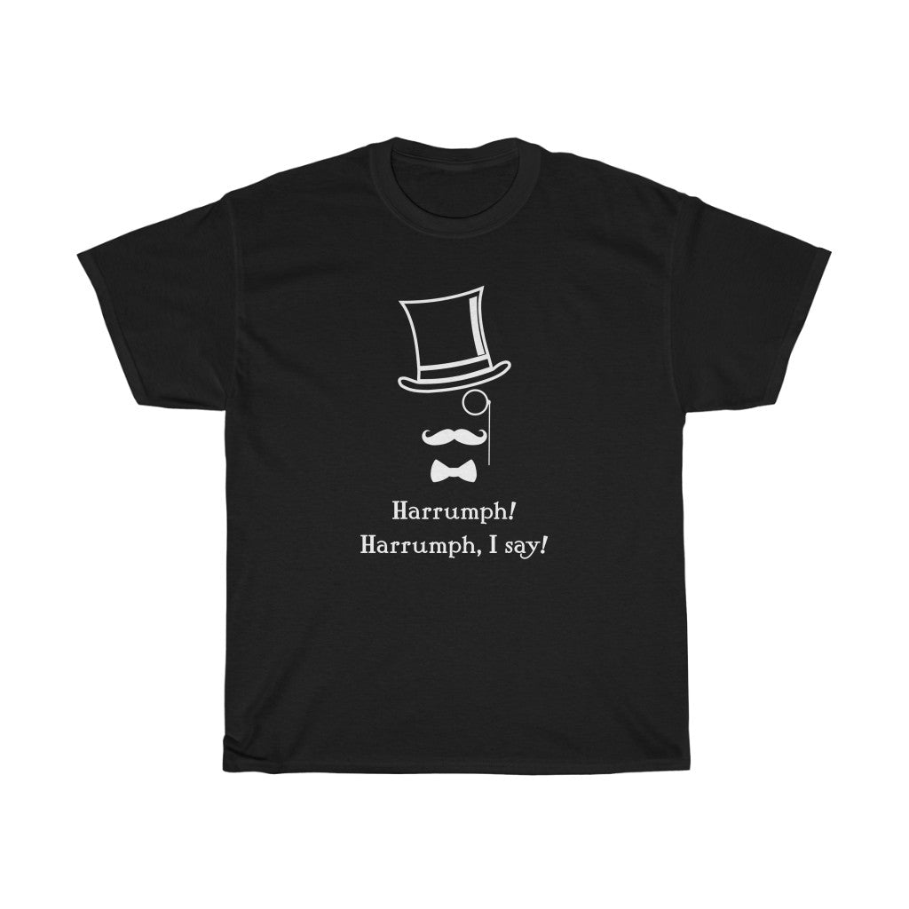Harrumph! Harrumph, I say! - Unisex Heavy Cotton Tee - Art Deco era design funny t-shirt top-hat victorian retro