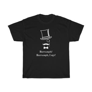 Harrumph! Harrumph, I say! - Unisex Heavy Cotton Tee - Art Deco era design funny t-shirt top-hat victorian retro