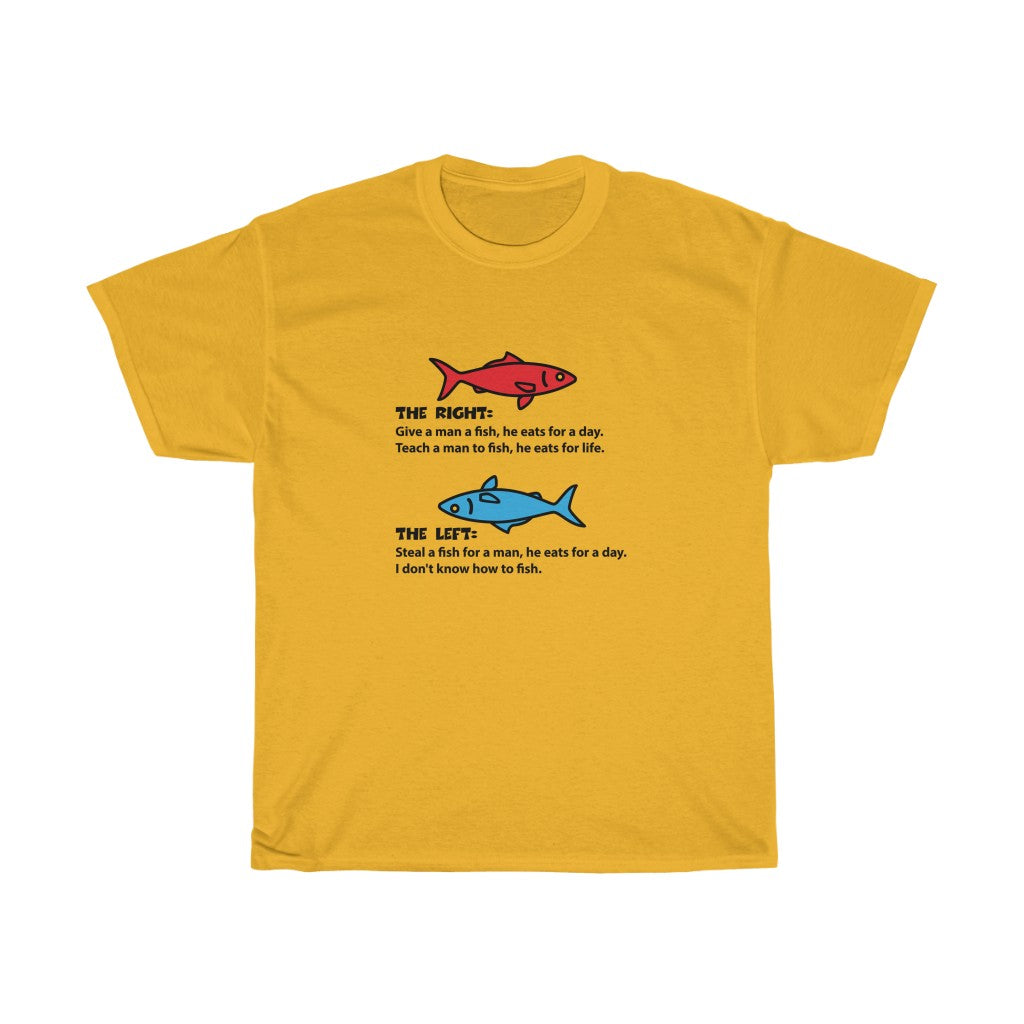 Red Fish, Blue Fish - Unisex Heavy Cotton Tee - Right vs Left values
