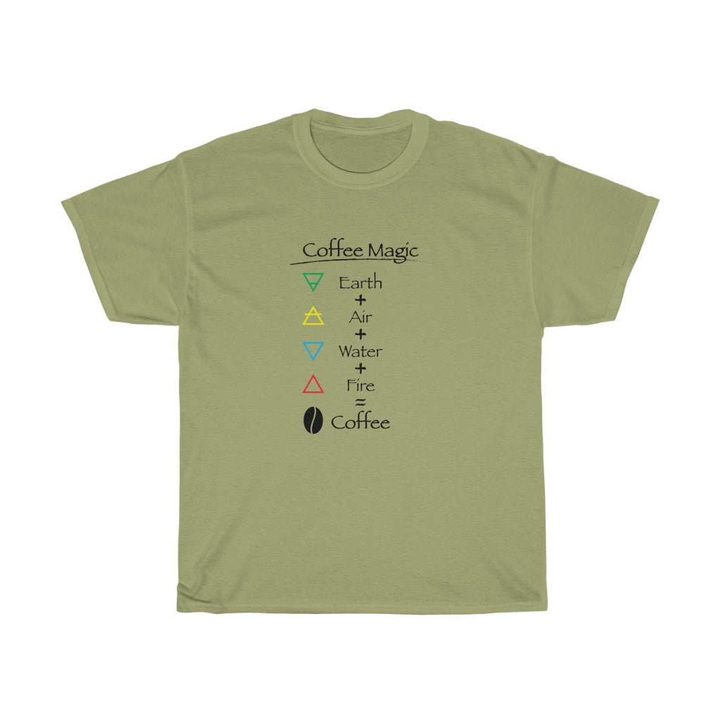 Coffee Magic Tee-shirt - Elemental Magic of Coffee - Unisex Heavy Cotton Tee - Coffee Lover's t-shirt