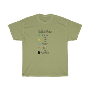 Coffee Magic Tee-shirt - Elemental Magic of Coffee - Unisex Heavy Cotton Tee - Coffee Lover's t-shirt