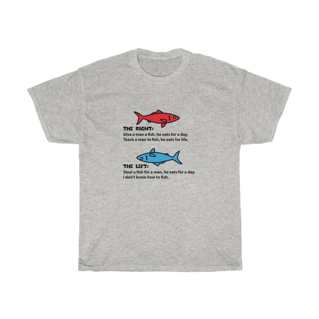 Red Fish, Blue Fish - Unisex Heavy Cotton Tee - Right vs Left values