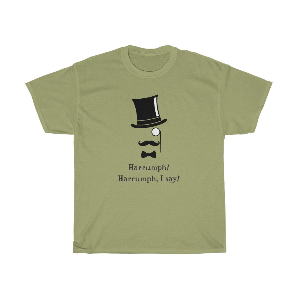 Harrumph! Harrumph, I say! - Unisex Heavy Cotton Tee - Art Deco era design funny t-shirt top-hat victorian retro