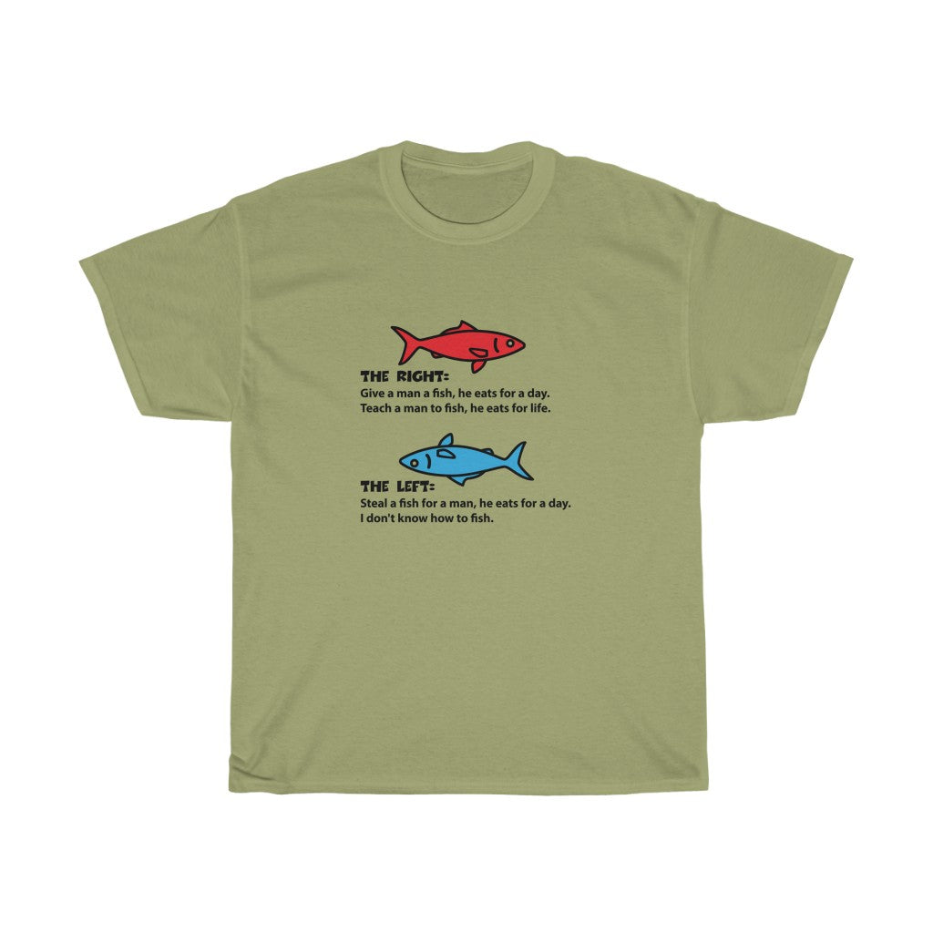Red Fish, Blue Fish - Unisex Heavy Cotton Tee - Right vs Left values