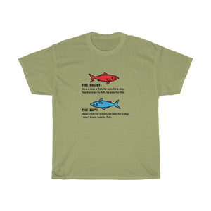 Red Fish, Blue Fish - Unisex Heavy Cotton Tee - Right vs Left values